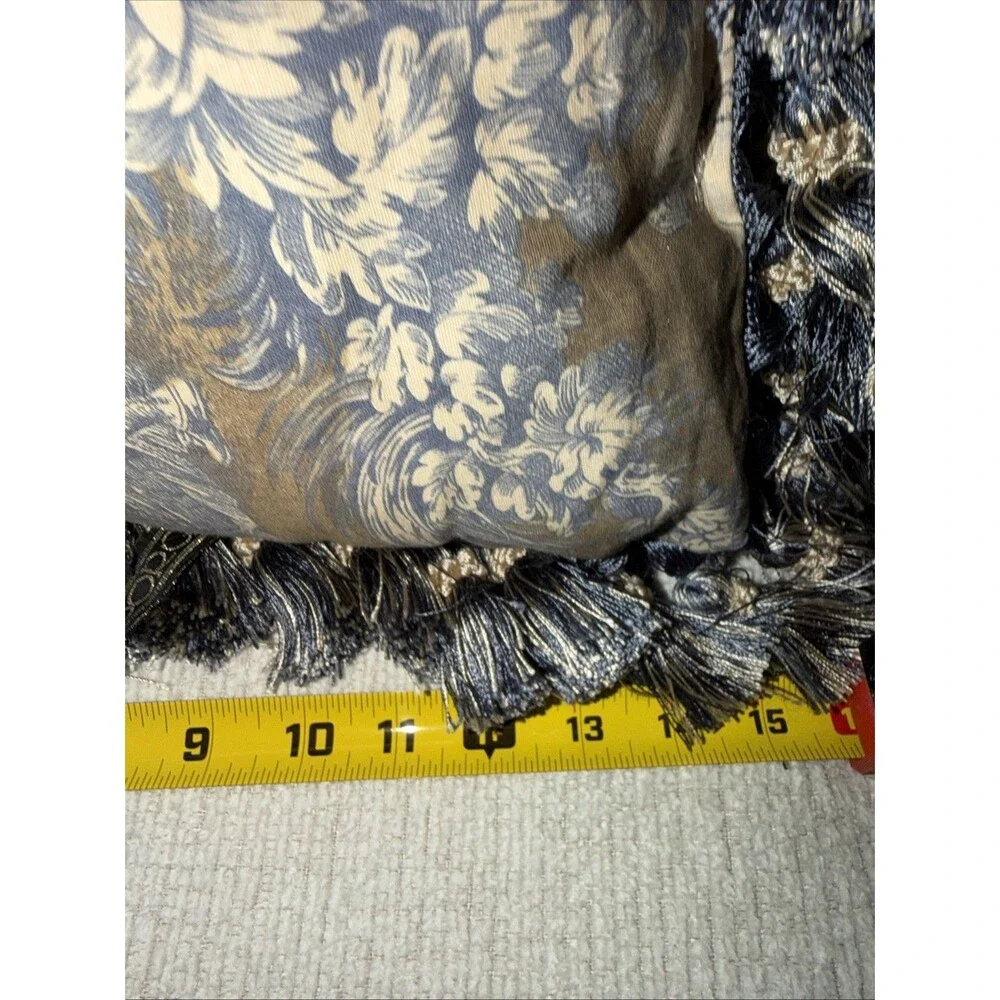 French Country Toile de Jouy Pillows Navy Cream Frill French Country 14x14